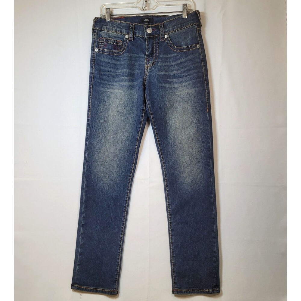 True Religion Geno Slim Big T Relaxed Red Rope Stitch Jeans 30x31